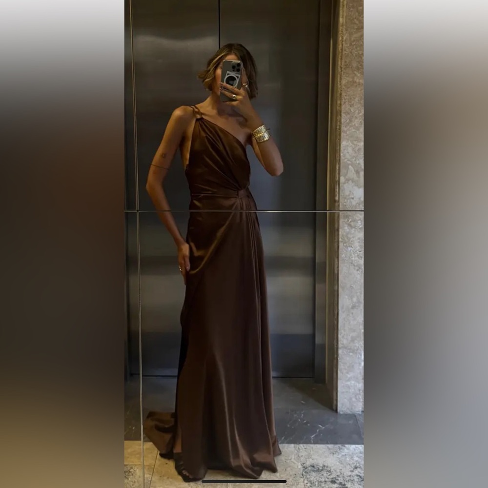 BNWT Remi Brown One-Shoulder Dress by Matters Store